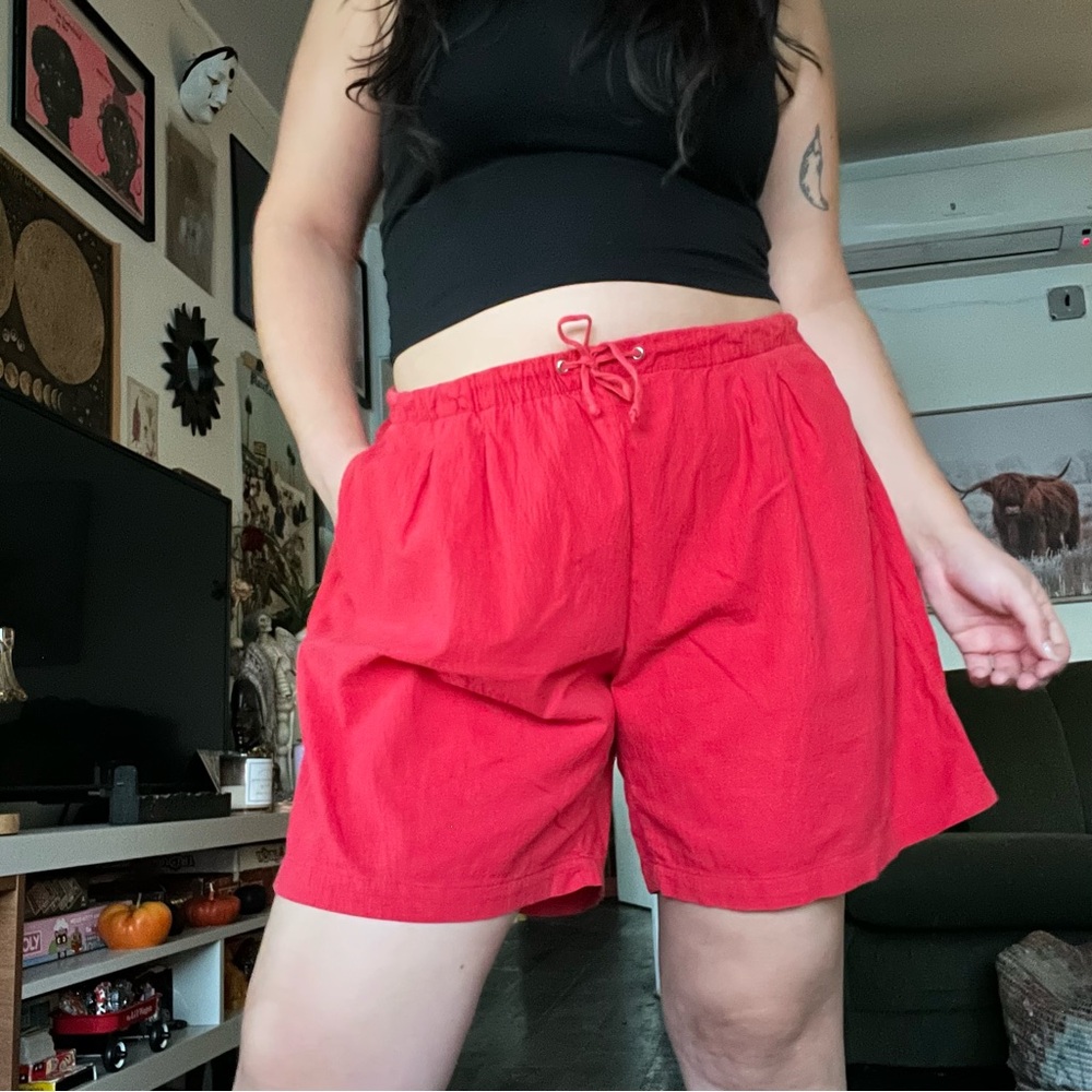 Vintage red cotton lounge shorts